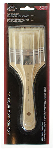 Royal & Langnickel Spalter- und Breitpinsel-Sets - 3 Pack - White Bristle Flat - Firm