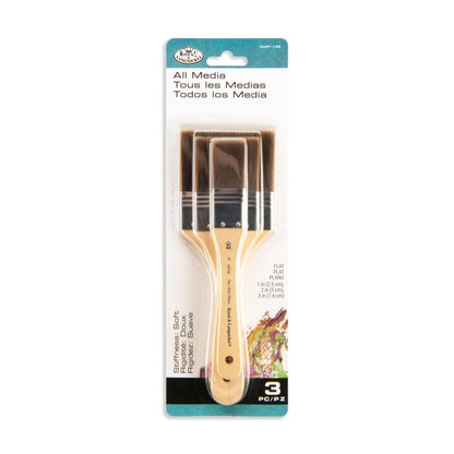Royal & Langnickel Spalter- und Breitpinsel-Sets - 3 Pack - Brown Taklon Flat - Firm