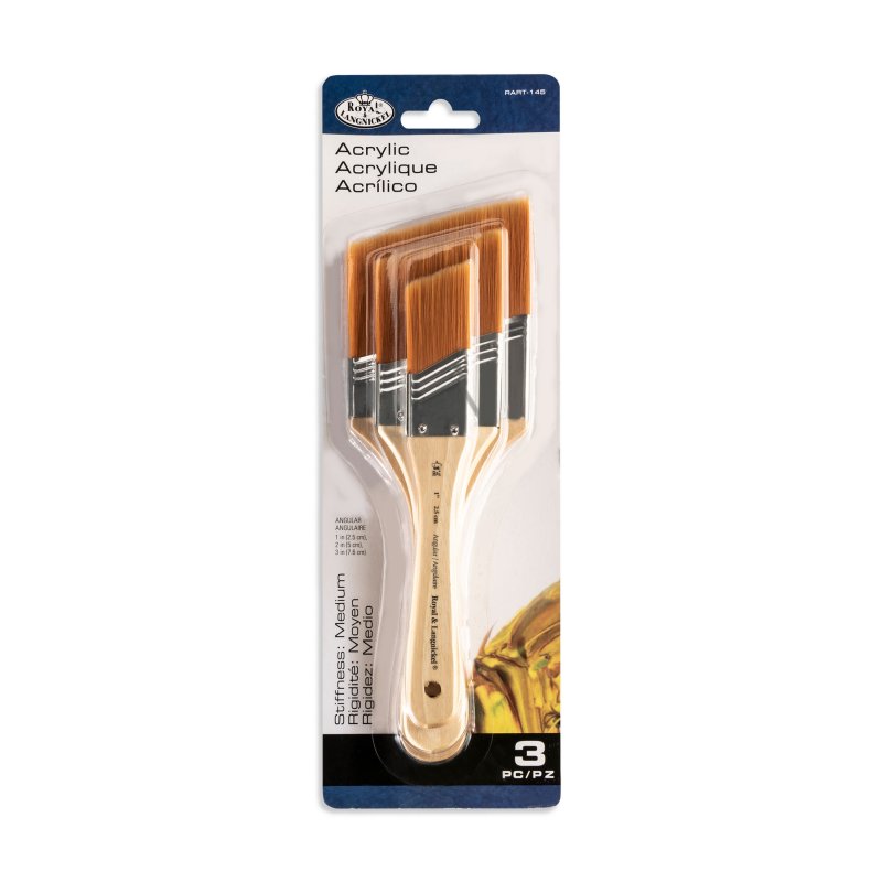 Royal & Langnickel Spalter- und Breitpinsel-Sets - 3 Pack - Gold Taklon Angular - Medium