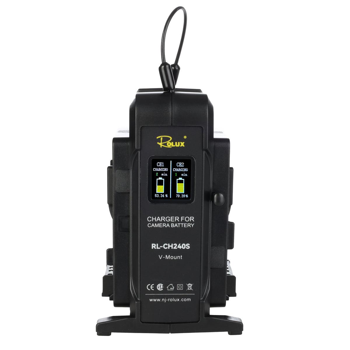 Rolux Doppel-Schnelladegerät RL-CH240S für V-Mount Akku — 2