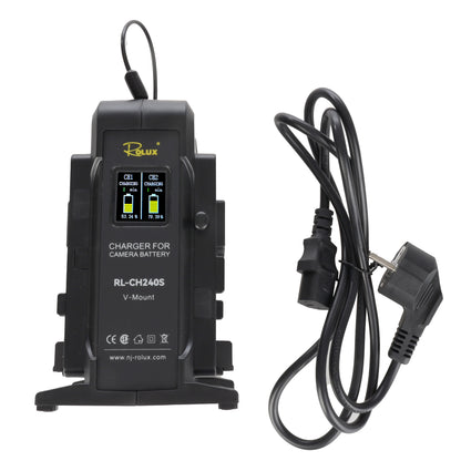 Rolux Doppel-Schnelladegerät RL-CH240S für V-Mount Akku — 8