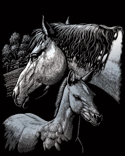 R&L Engraving Art A4 - Silver Foil - Horses