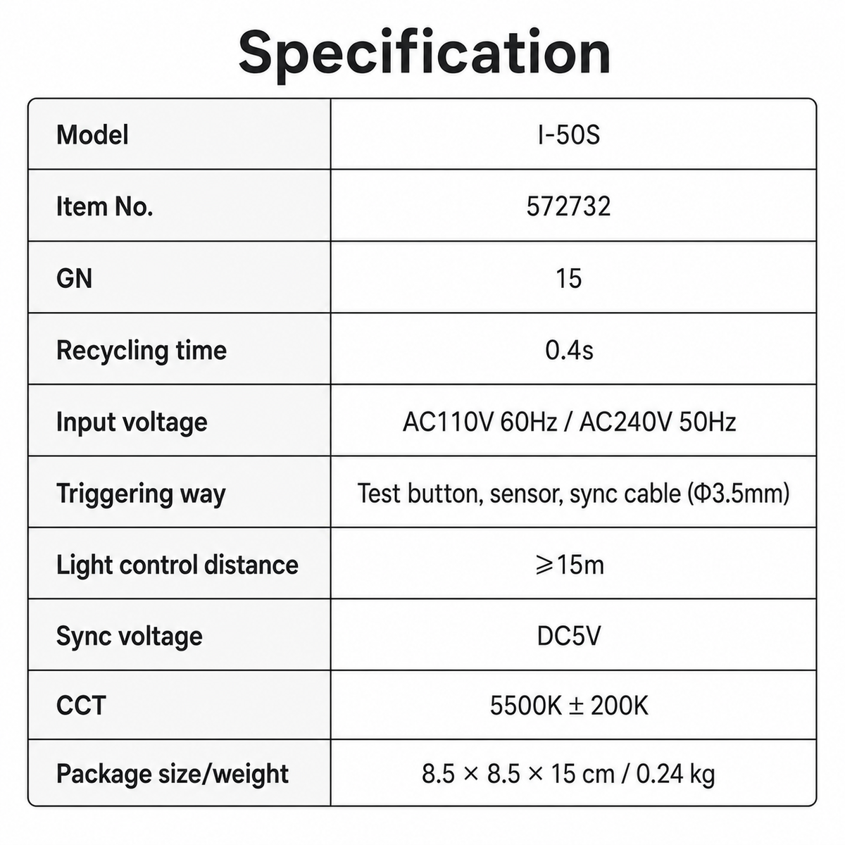 StudioKing Synchroblitzlampe I-50S E27 50Ws — 4
